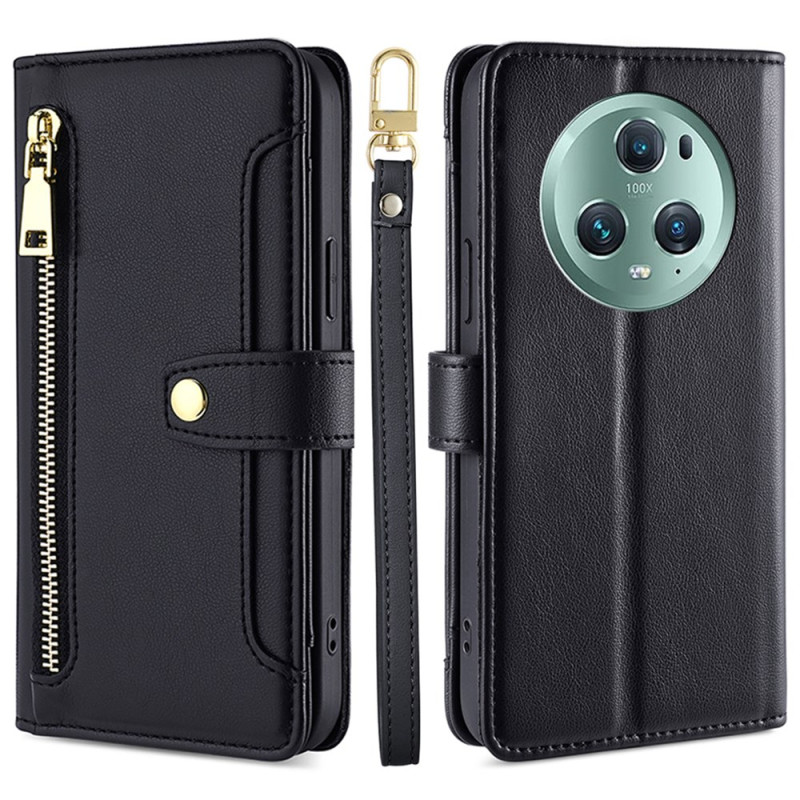 Honor Magic 5 Pro Wallet with Lanyard and Shoulder Strap