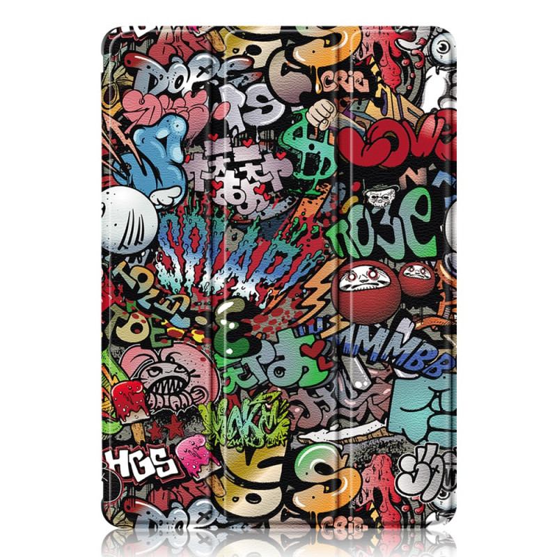 Smart Case Samsung Galaxy Tab S9 Stylus Wallet Transparent Back Graffiti