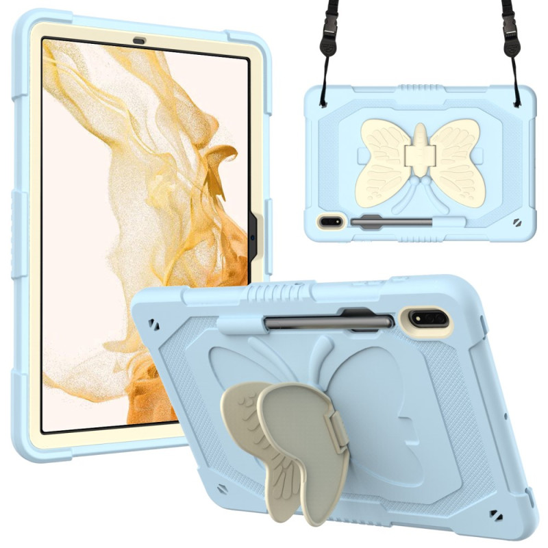 Samsung Galaxy Tab S9 Case Butterfly Design Shoulder Strap