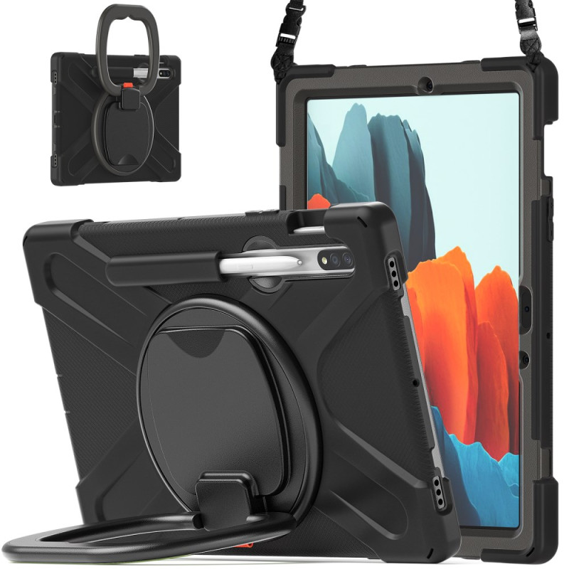 Samsung Galaxy Tab S9 FE / S9 / S8 / S7 Case Rotating Support and Shoulder Strap