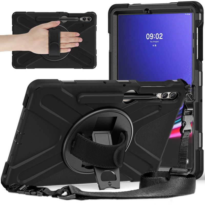 Samsung Galaxy Tab S9 FE Plus/S9 Plus/S8 Plus/S7 Plus/S7 FE Ultra Resistant Case Support and Shoulder Strap
