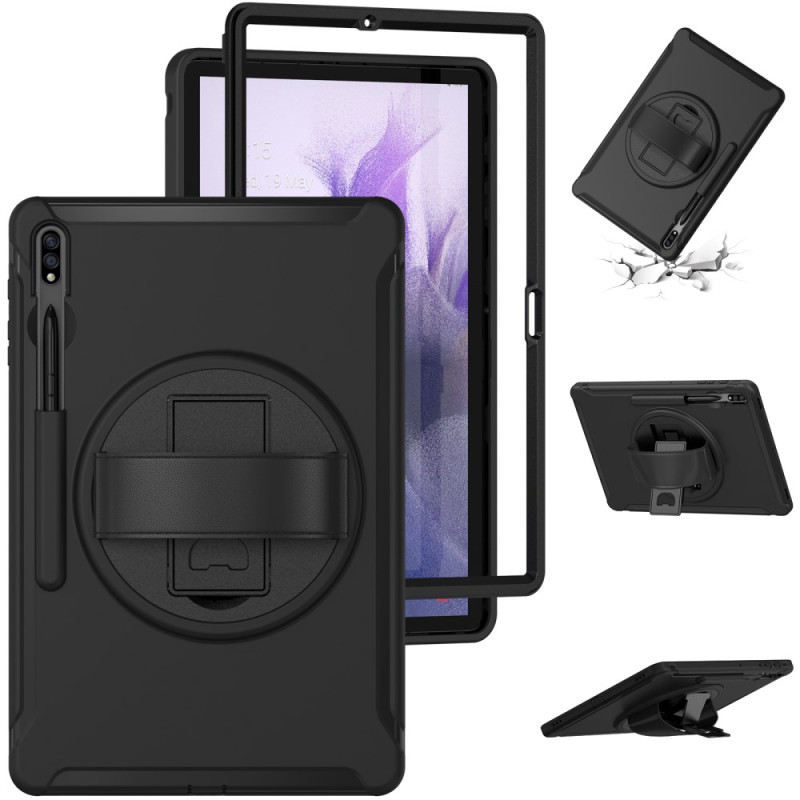 Samsung Galaxy Tab S9 FE Plus / S9 Plus / S8 Plus / S7 Plus / S7 FE Case 360° Rotating Support and Manual Strap