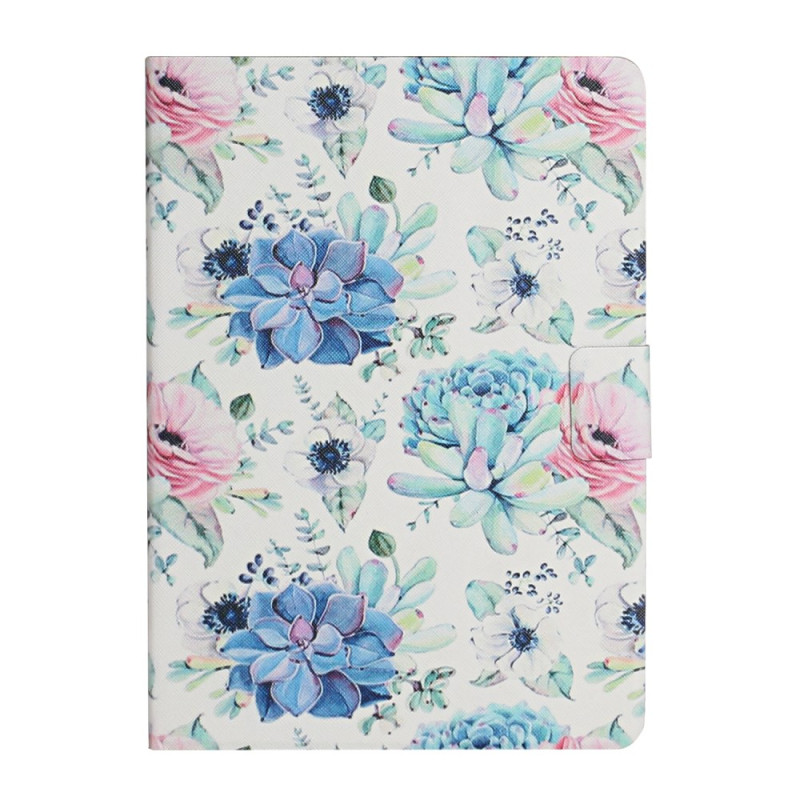 Samsung Galaxy Tab A9 Case Floral Pattern White and Blue