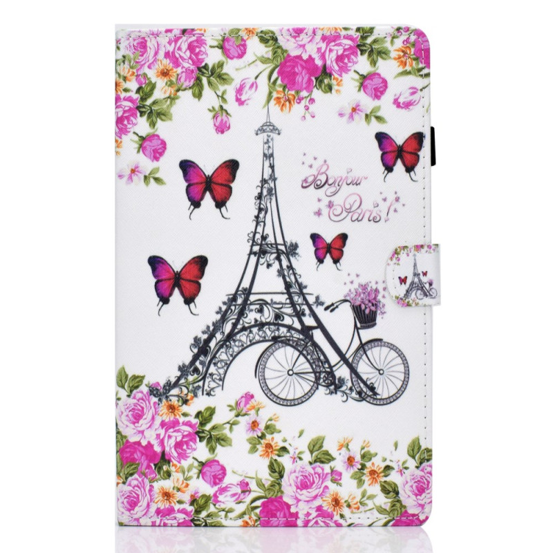 Samsung Galaxy Tab A11 / A9 Case Flowers and Eiffel Tower