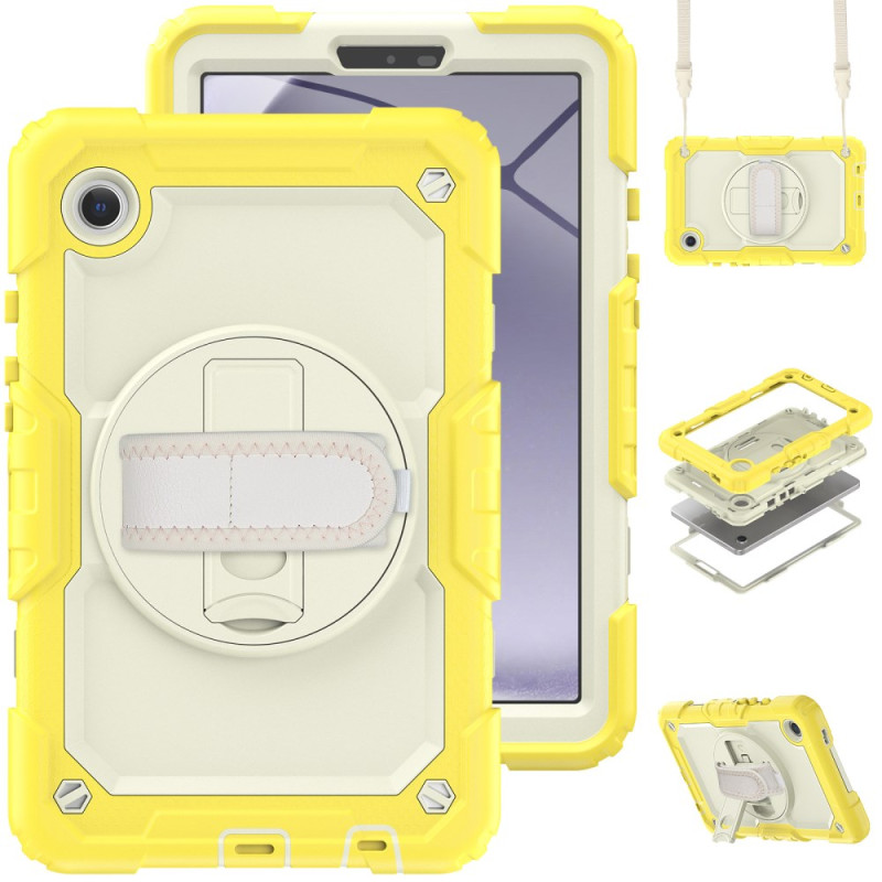 Samsung Galaxy Tab A9 Drop-Proof Case with Shoulder Strap and Rotating Support