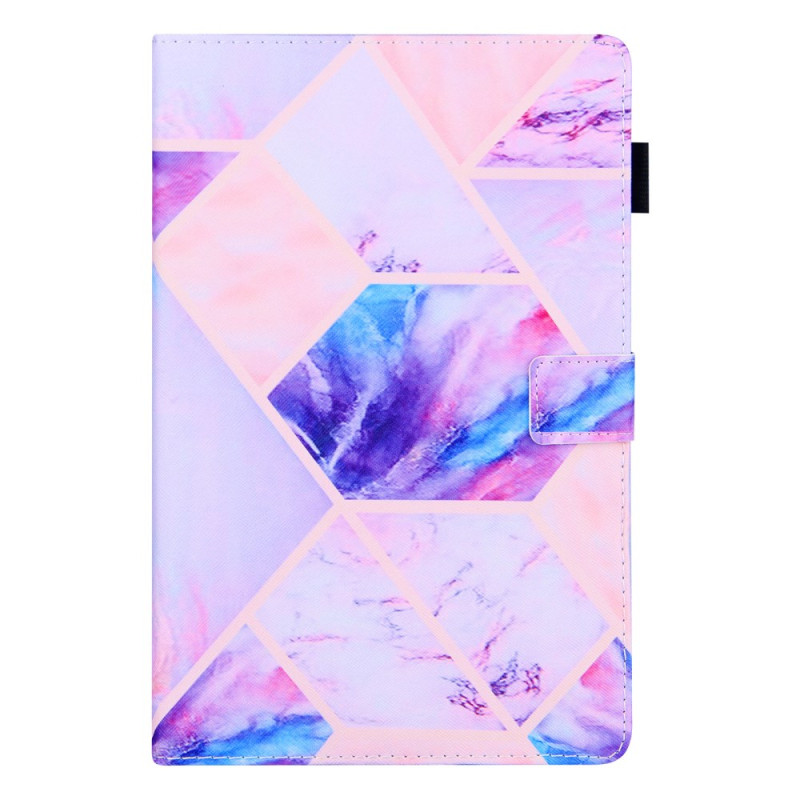 Samsung Galaxy Tab A9 Plus Marble Case with Coloured Tiles and Foldable Stand