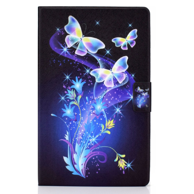Samsung Galaxy Tab A9 Plus Case Butterflies and Flowers Fluo Style