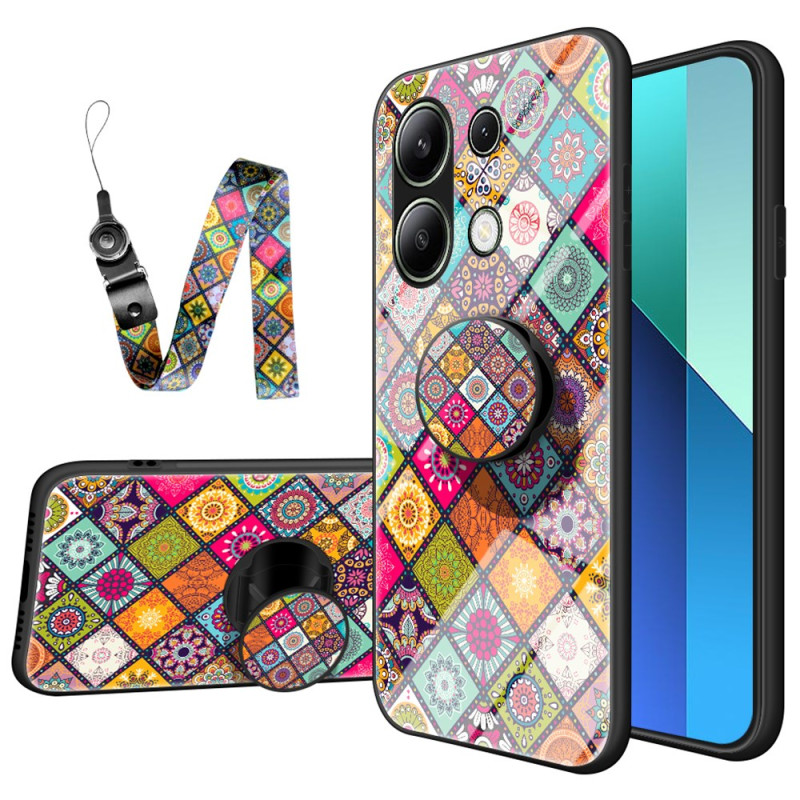 Xiaomi Redmi Note 13 4G Case Support Ring and Patchwork Strap
