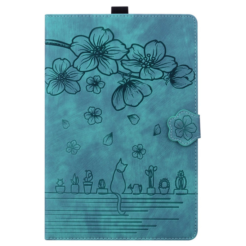Samsung Galaxy Tab S8 / S7 Case Cat and Flowers