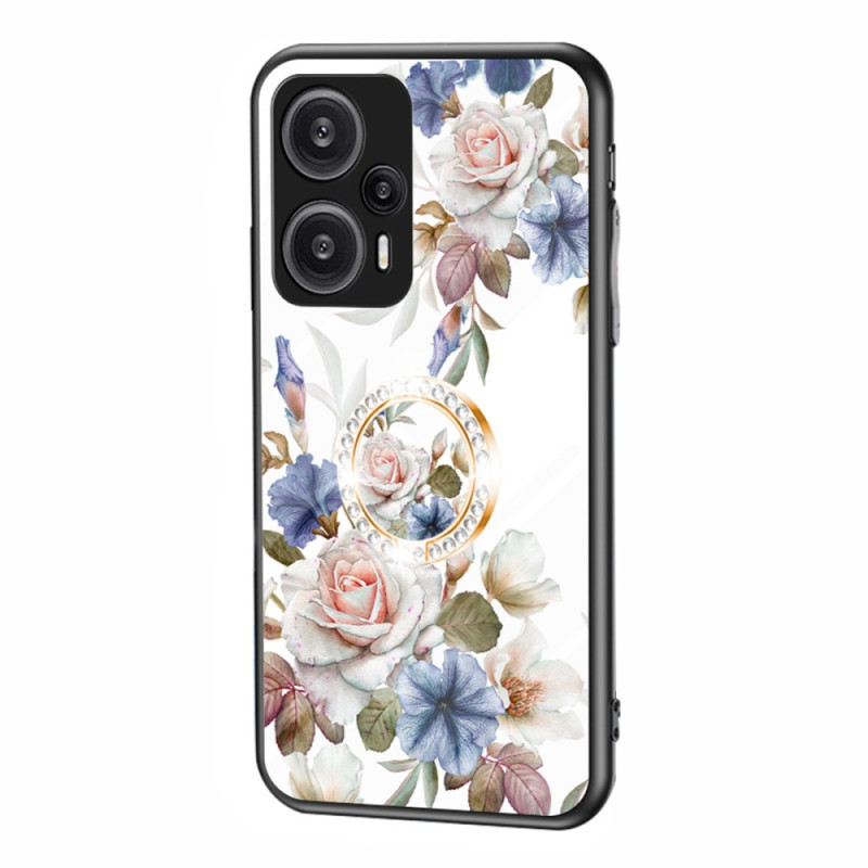 Case Poco F5 Support Ring Flower Pattern Printed