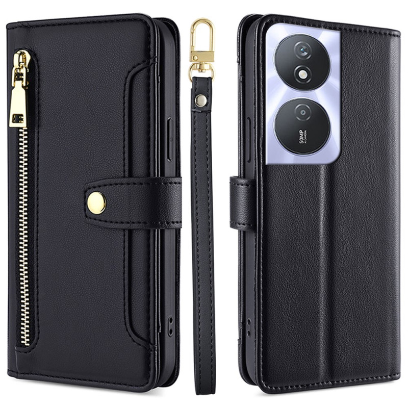 Honor X7b / 90 Smart Wallet Case with Lanyard and Shoulder Strap