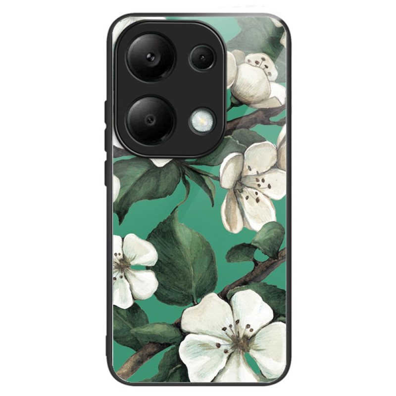 Xiaomi Redmi Note 13 Pro 4G / Poco M6 Pro 4G Case Tempered Glass White Flowers