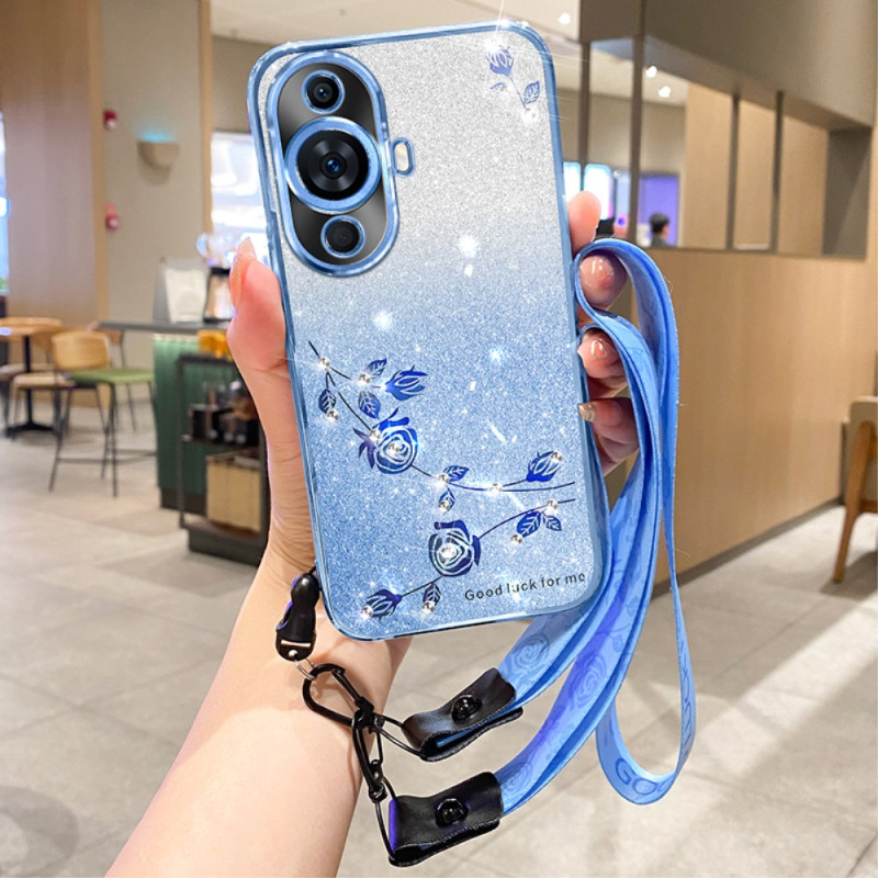 Huawei Nova 12S Flower and Strass Strap Case KADEM