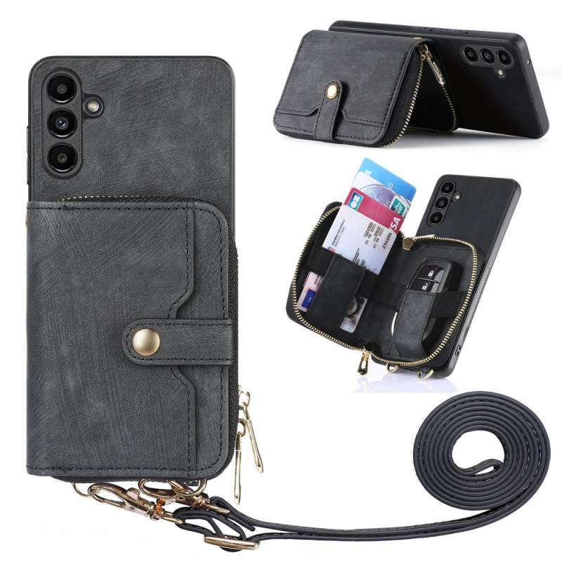 Samsung Galaxy M15 5G Case Card Holder and Shoulder Strap