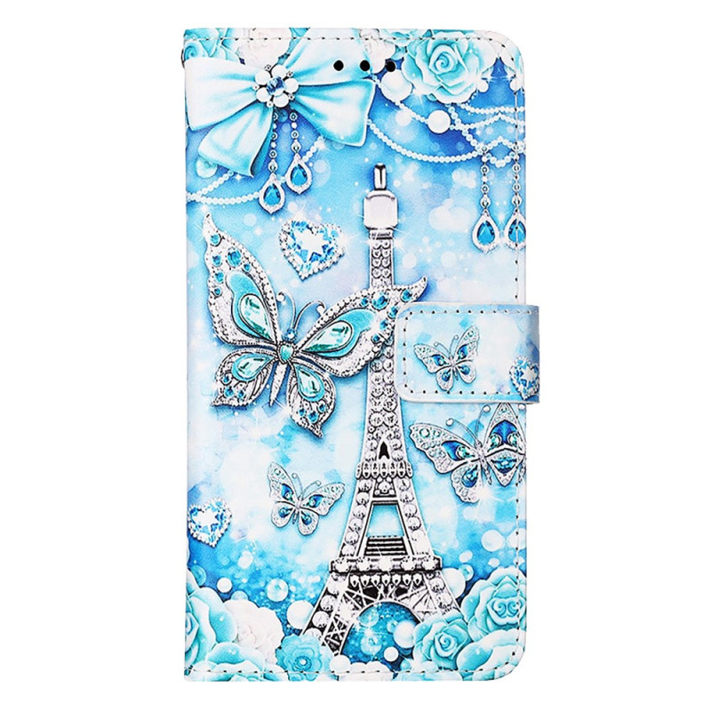 Oppo A79 5G Eiffel Tower and Butterflies Strap Case