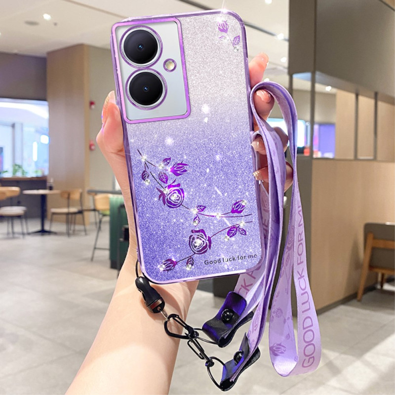 Oppo A79 5G Lanyard Flowers and Strass Case