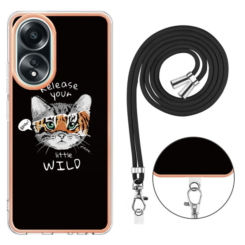 Oppo A58 Cat and Tiger Drawstring Cover