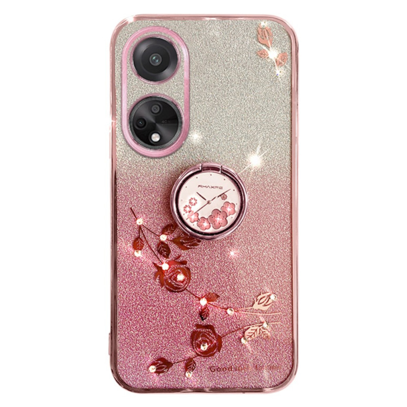 Oppo A58 Case Flowers and Strass KADEM Support