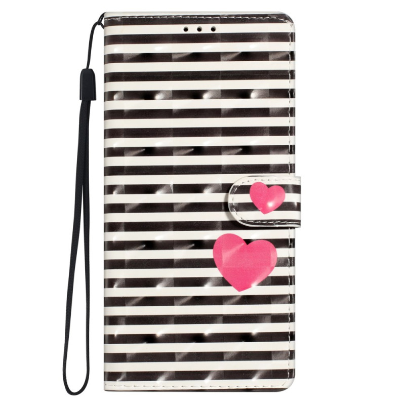 Oppo A78 Stripes and Hearts Lanyard Case