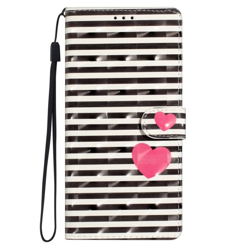 Case Oppo A98 5G Stripes and Hearts with Strap