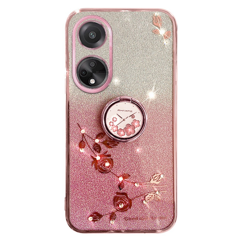 Oppo A98 5G Case Flower and Strass Ring Support