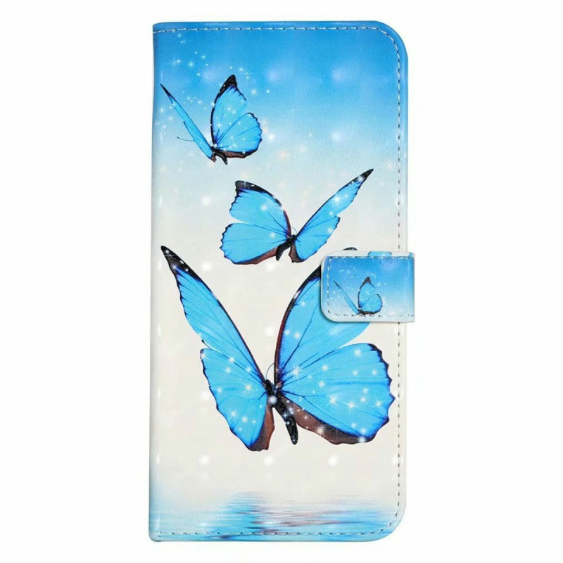Oppo A17 Case Three Blue Butterflies