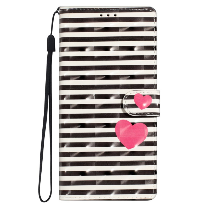 Oppo A17 3D Stripes and Hearts Lanyard Case