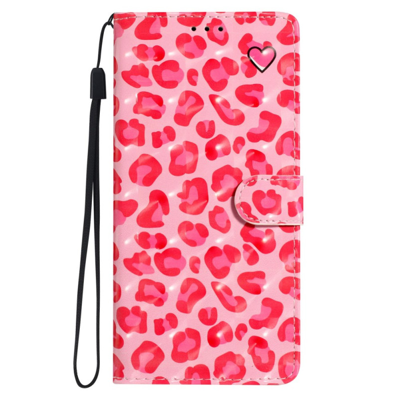 Oppo A17 Pink Leopard Print Lanyard Case