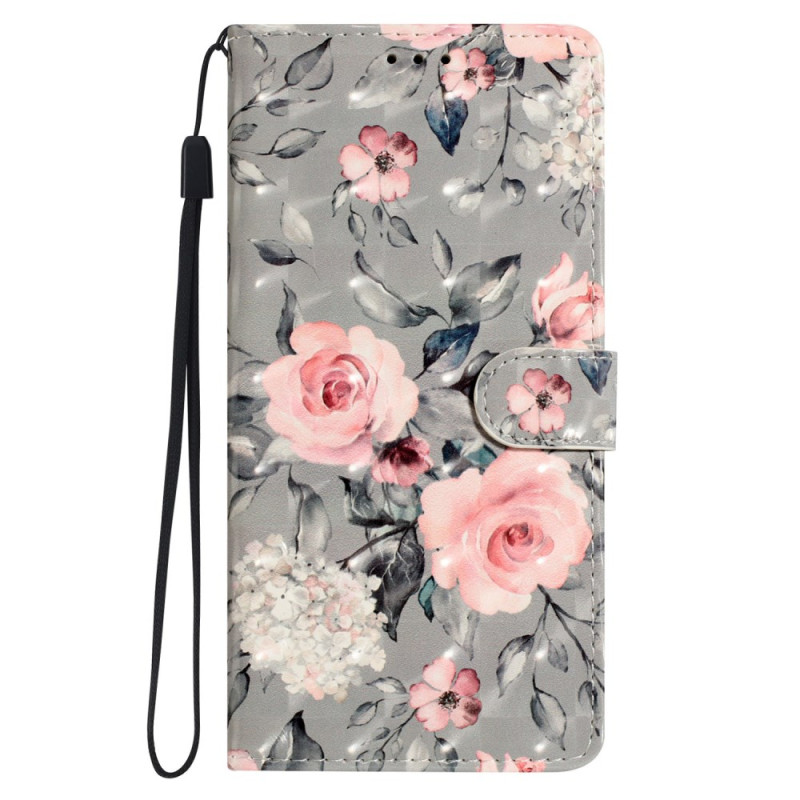 Case Oppo A77 5G / A57 5G / 4G Pink Flowers with Strap