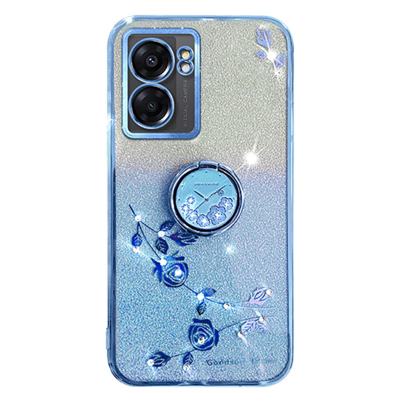 Oppo A77 5G / A57 5G Case Flower and Strass Support Ring KADEM