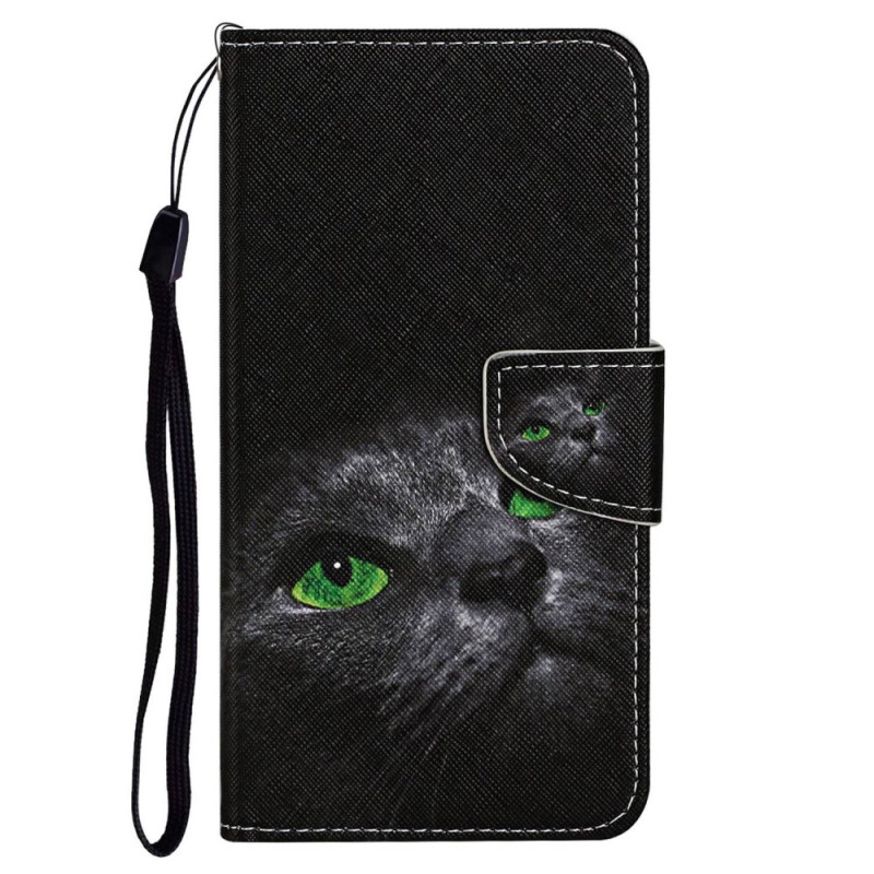 Oppo A96 Green-Eyed Cat Strap Case