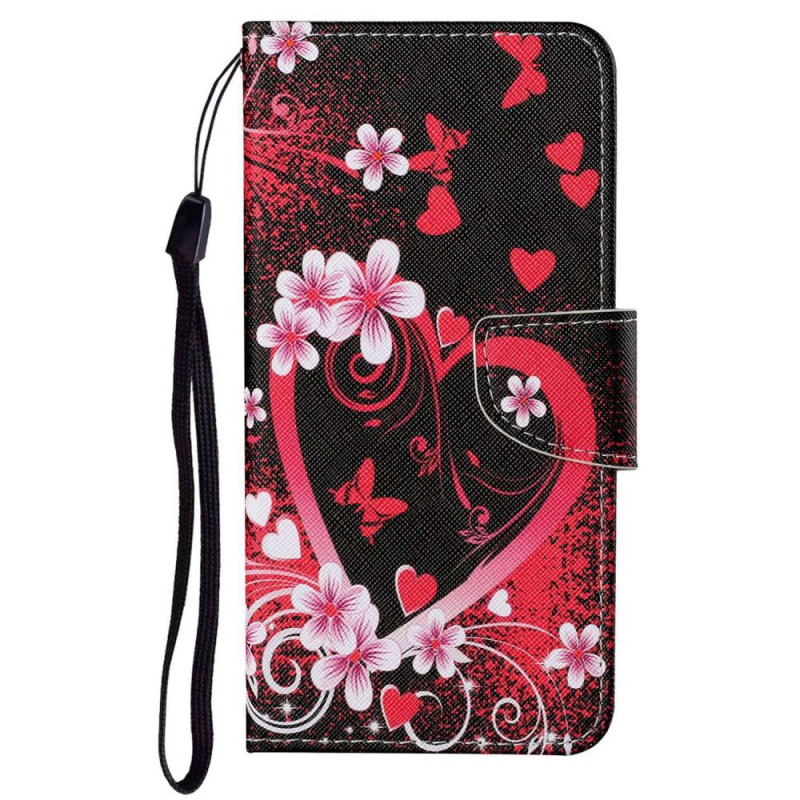 Oppo A96 Red Heart Lanyard Case