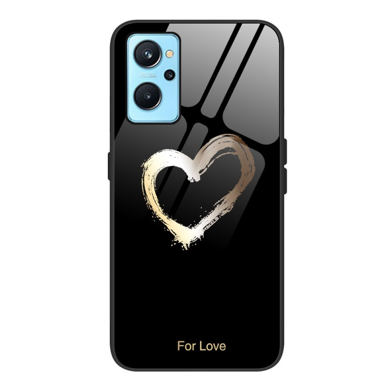 Oppo A76 / Realme 9i Hardcover Gold Heart on Black Background