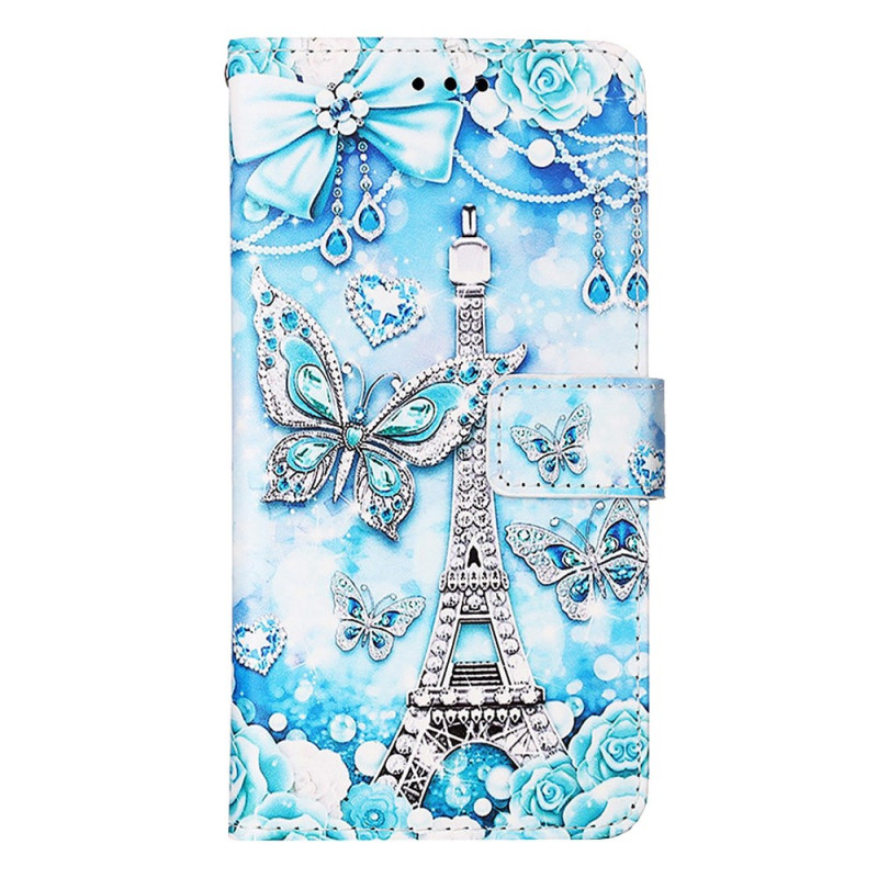 Xiaomi Redmi A3 Eiffel Tower and Butterflies Strap Case