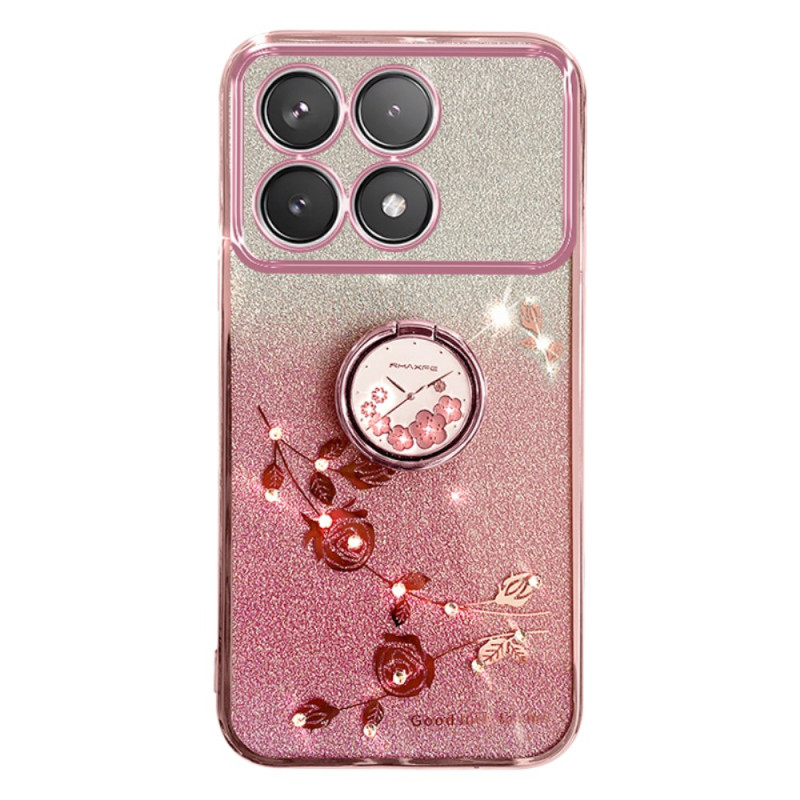 Poco F6 Pro Case Flower and Strass Support Ring KADEM
