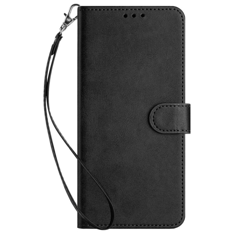 Poco F6 Pro Cover Plain Leather Effect with Strap