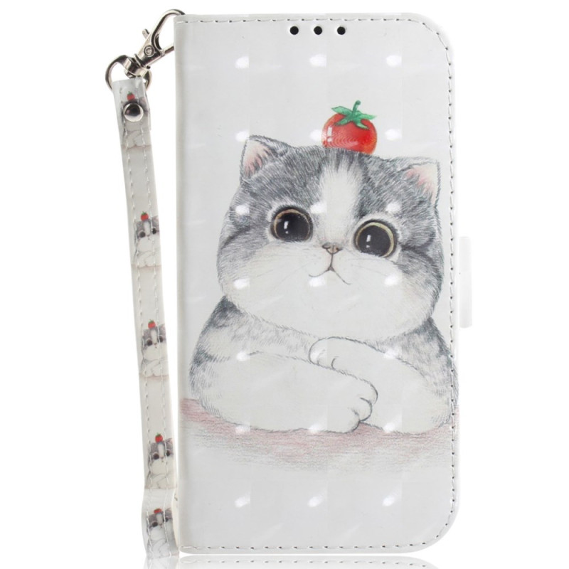 Oppo A60 Cat and Strawberry Lanyard Case