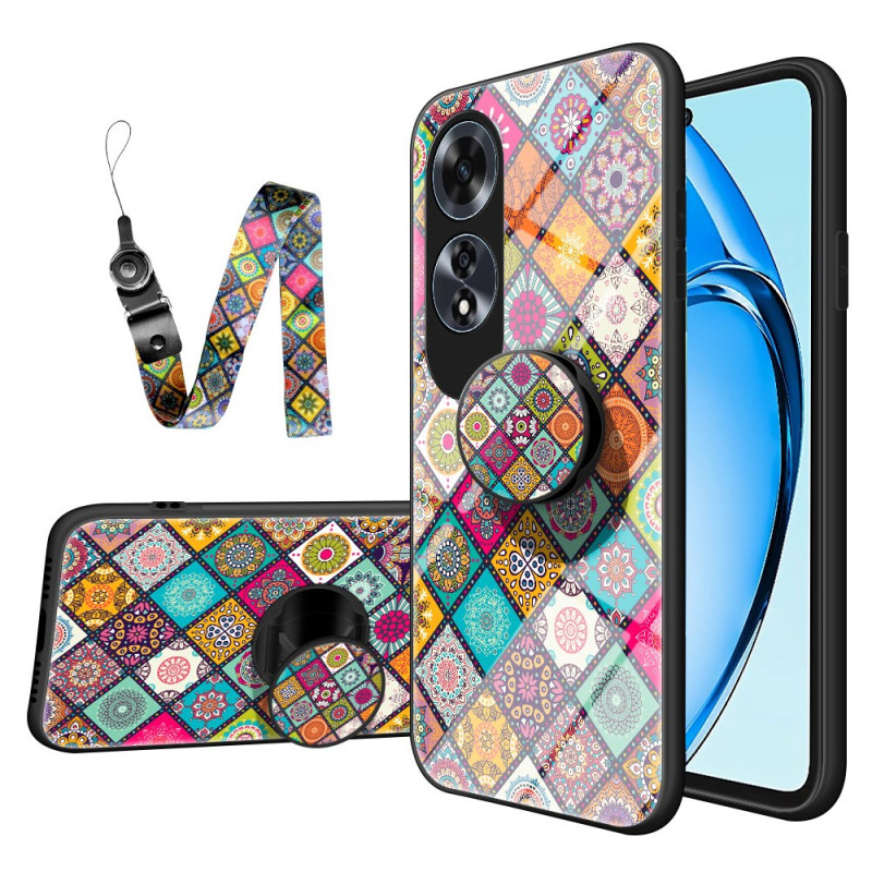 Oppo A60 Patchwork Lanyard Support Ring Case