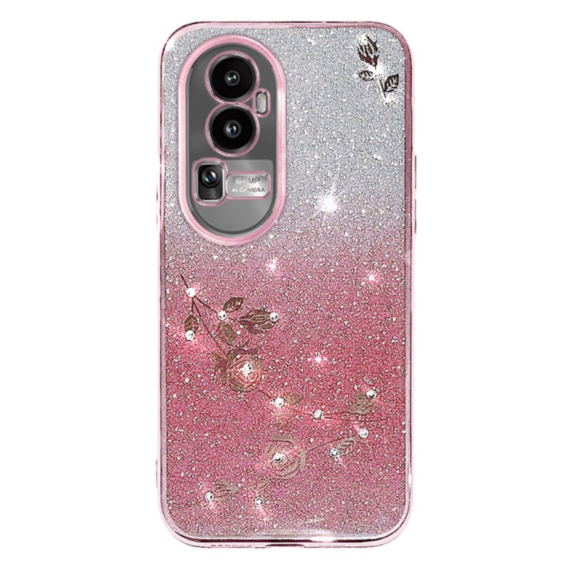 Oppo Reno 10 Pro Plus Strass and Floral Pattern Case KADEM