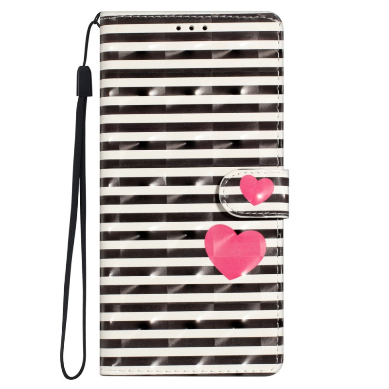 Case Oppo Reno 10 / 10 Pro Stripes and Hearts with Strap