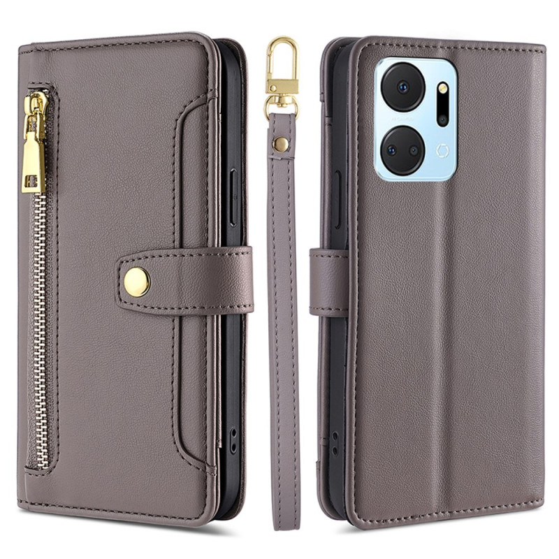 Honor X7a Wallet Lanyard and Shoulder Strap Case