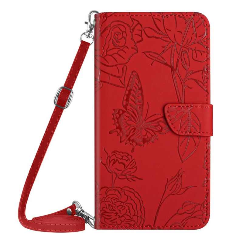 Honor 200 Butterfly Print Case with Shoulder Strap