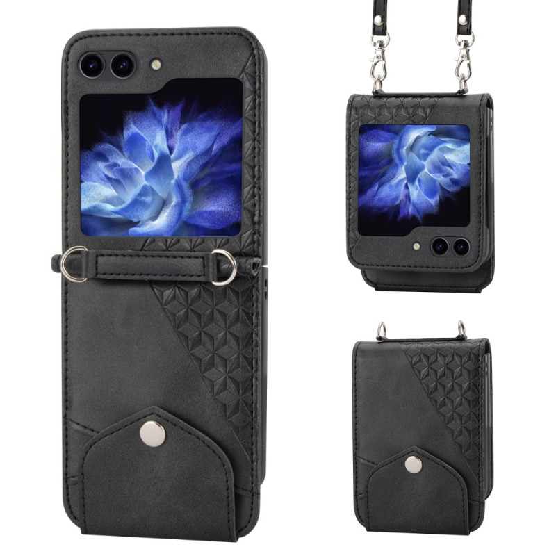 Samsung Galaxy Z Flip 6 Mock Leather Case Frieze with shoulder strap