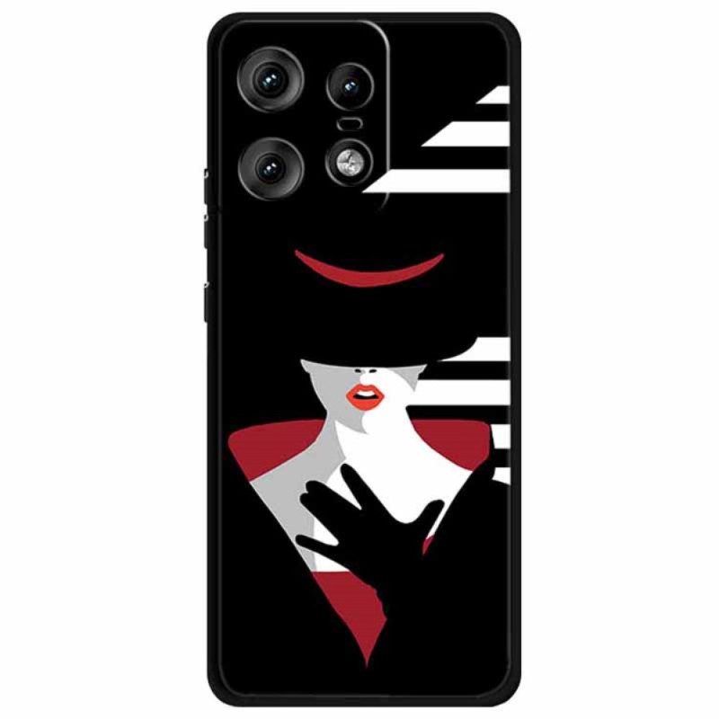 Motorola Edge 50 Pro Case Lady in the Hat Black