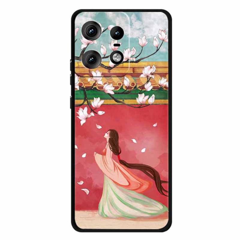 Woman's Motorola Edge 50 Pro Cover with Peach Flowers