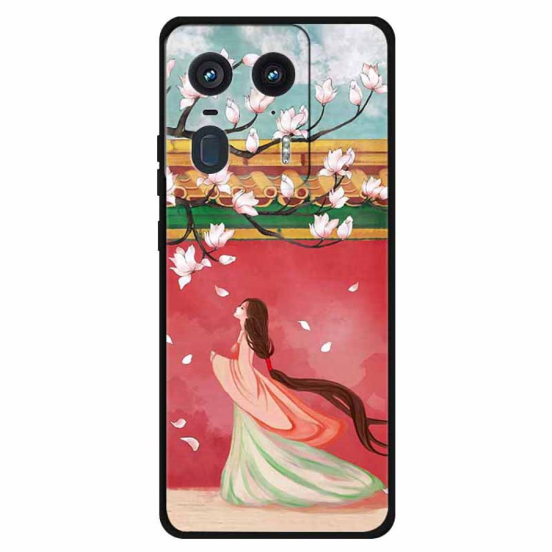 Cover Motorola Edge 50 Ultra Woman and Peach Flowers