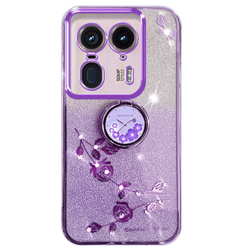 Cover Motorola Edge 50 Ultra Flower and Strass Ring Stand KADEM