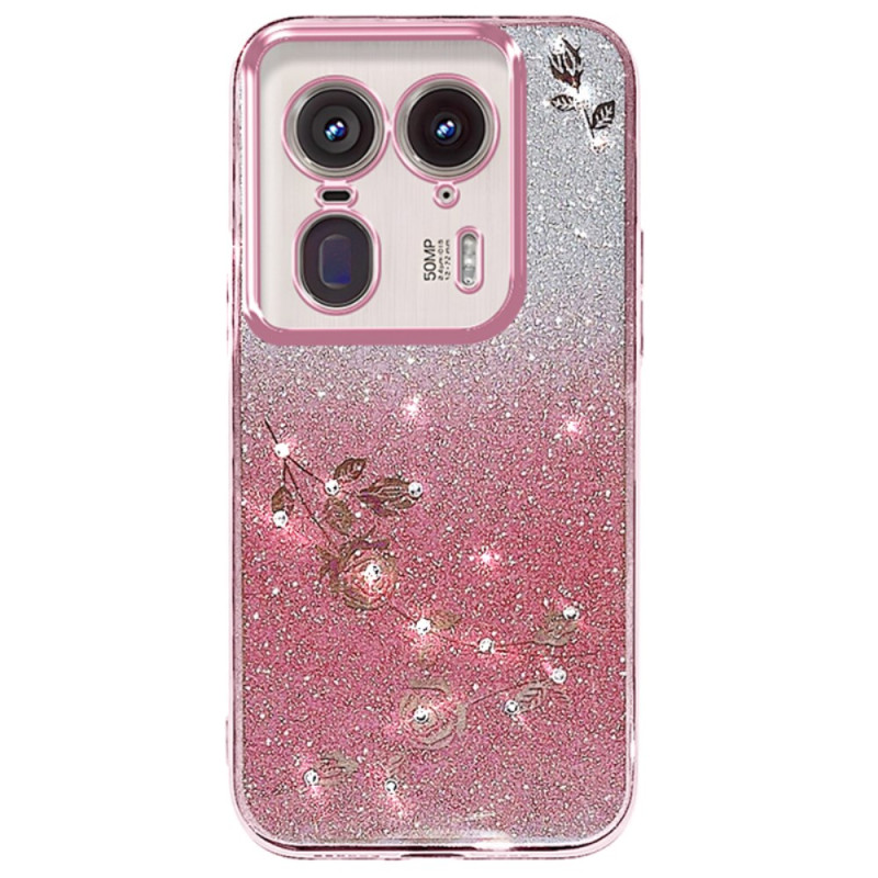 Cover Motorola Edge 50 Ultra Flowers and Strass