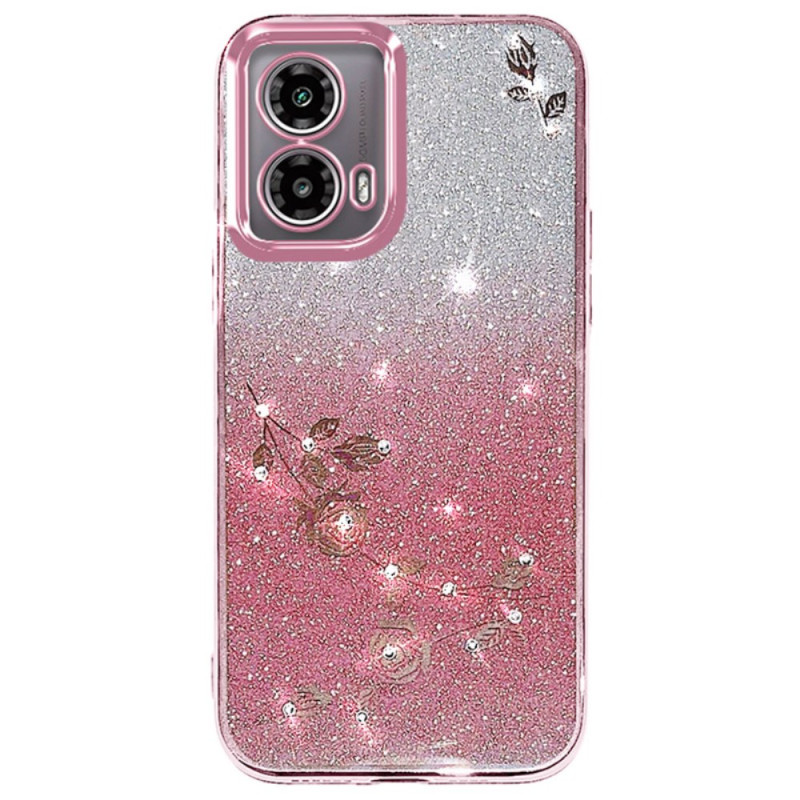 Custodia Glitter Trasparente Per Motorola Edge 50 Neo: Cover Con Brillantini, Resistente Agli Urti E Super Femminile (viola)