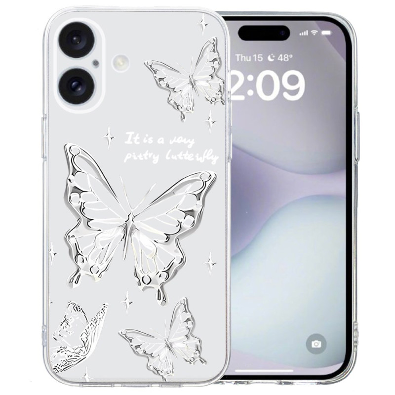 Case iPhone 16 Transparent Edge Butterflies